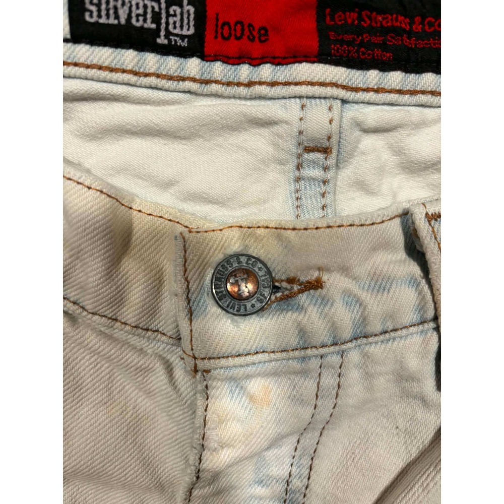Vintage Levis SilverTab Loose Bleached Tie Dye Striped Jeans Men 30x34 90s Denim - Picture 15 of 16